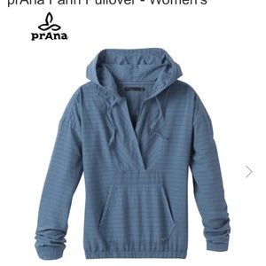 PrAna Farin Pullover Nickel Blue Long Sleeve Hooded Small Womens S